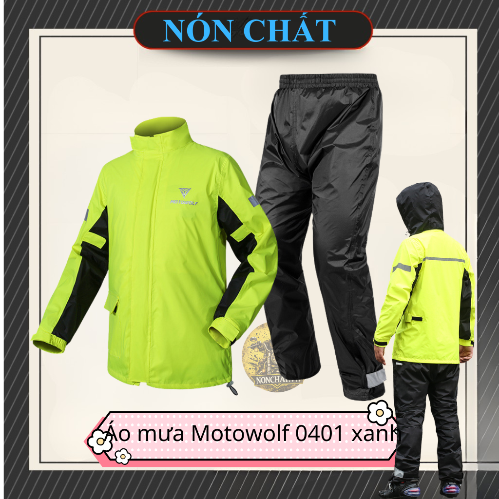 Áo Mưa Bộ MOTOWOLF MDL0401 Xanh