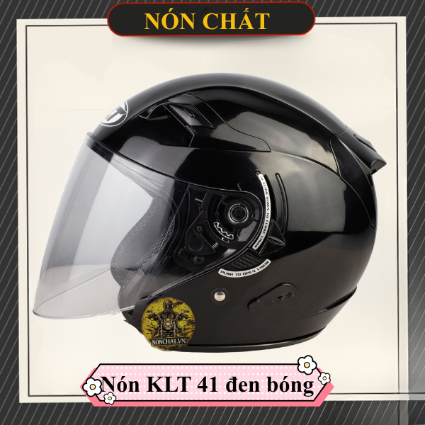 Mũ 3/4 2 Kính KLT Đen Nhám