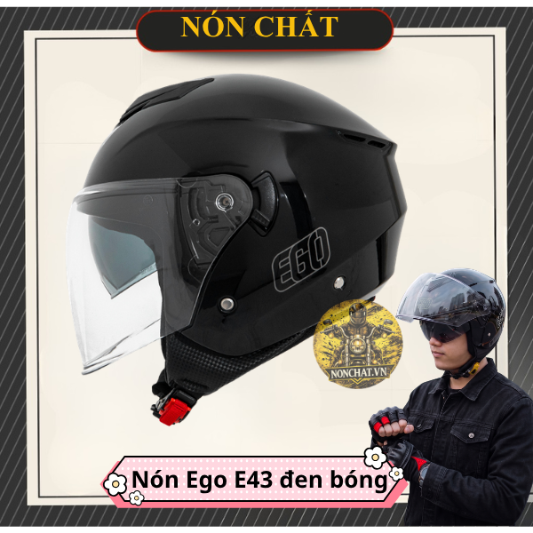 Nón Ego E43 đen bóng