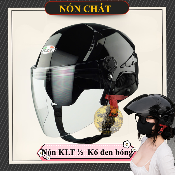 Nón Bảo Hiểm KLT 1/2 K6 Đen Bóng