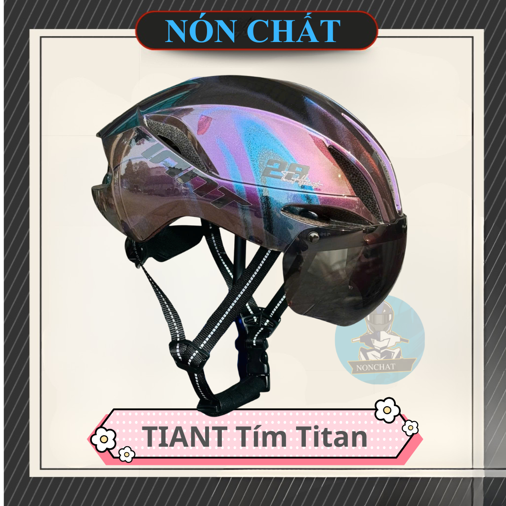 Nón xe đạp Tiant D03 có kính Tím Titan