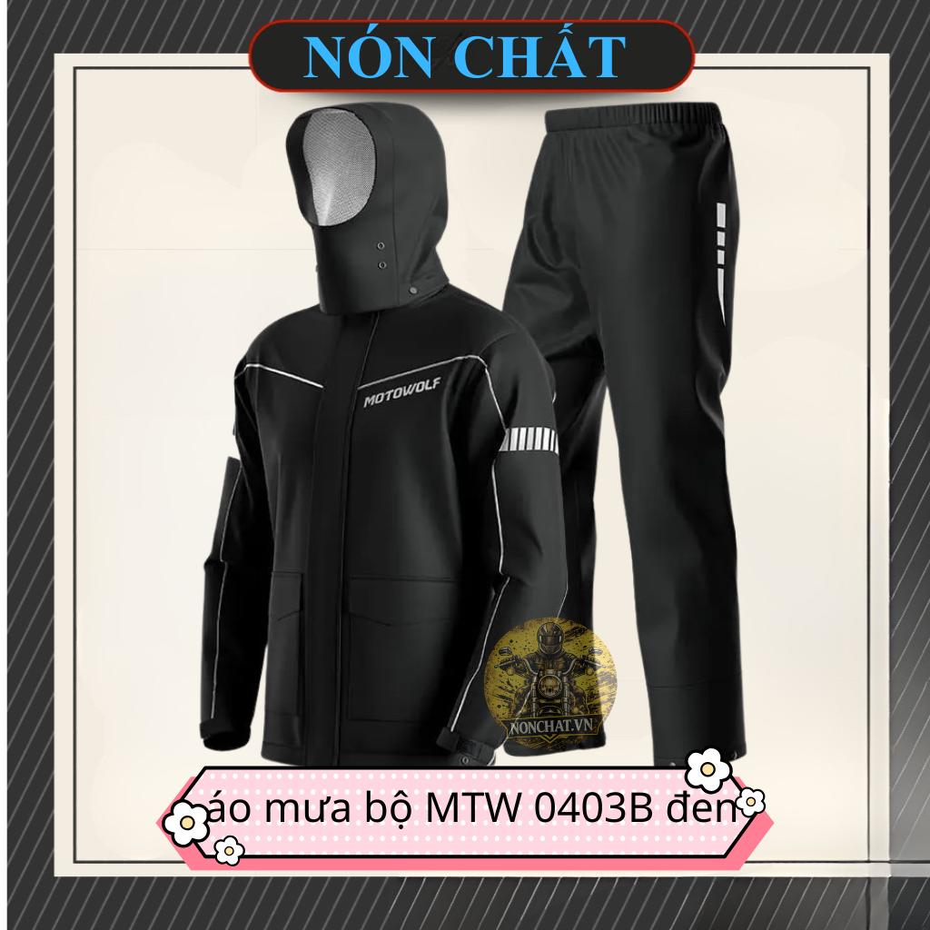 Áo Mưa Bộ Motowolf MDL 0403B Đen