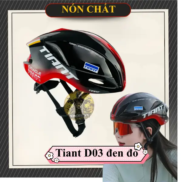 Nón xe đạp Tiant D03 Đen đỏ